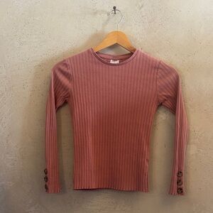 Zara girls rose tone ribbon Long Sleeve Top in Dusty Rose fitted size 11/12